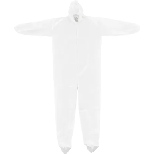 Global Industrial Disposable Microporous Coverall Elastic Hood & Boots White XL 25/Case