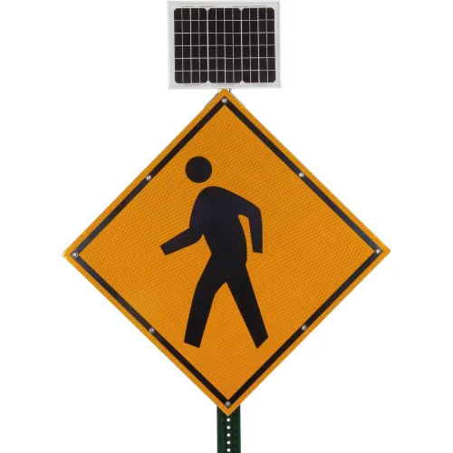 Global Industrial" 30" Solar Powered Flashing LED Pedestrian Crossing Sign, Diamond - Image 2
