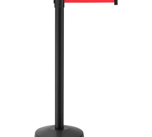 Black stanchion with red retractable belt