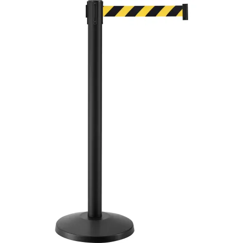 Black stanchion with yellow-black retractable belt