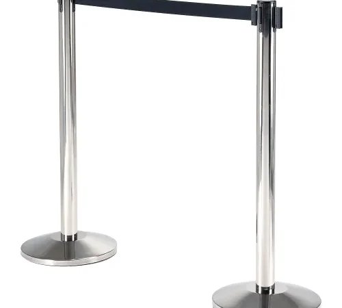 Chrome stanchions with black retractable belt