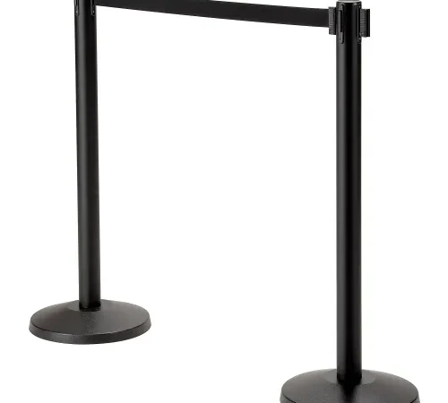 Black retractable belt crowd control stanchions