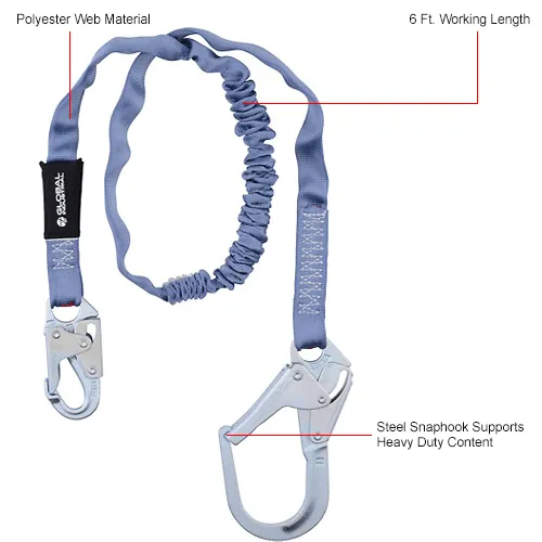Blue safety lanyard with steel snap hooks