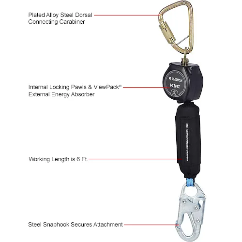 Retractable safety lanyard with carabiner hook