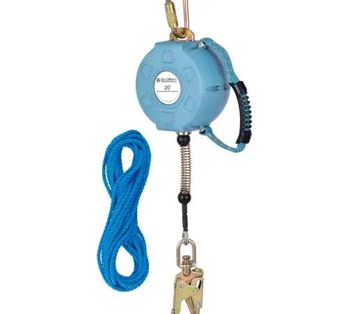 Retractable safety lifeline with blue rope