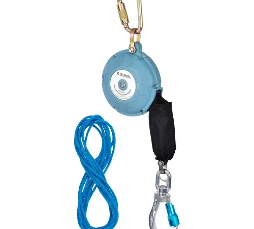 Retractable lifeline with carabiner and rope