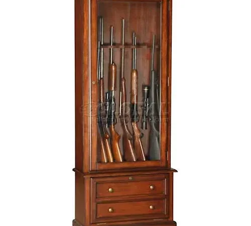 American Furniture Classics 800 Wood Classic 2 Drawers Gun Storage Cabinet, 8 Long Guns