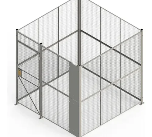 840 Style, Woven Wire, 4 Sided Cage w/3' Hinged Door, No Ceiling 8' 4" x 8' 4" x 8' 5-1/4"H
