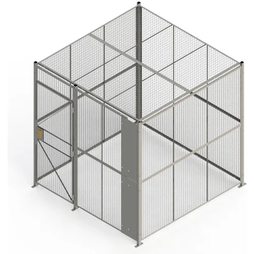 840 Style, Woven Wire, 4 Sided Cage w/3' Hinged Door & Ceiling, 8' 4" x 8' 4" x 8' 5-1/4"H