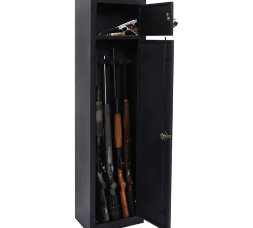 American Furniture Classics Metal Security Cabinet 906 - 5 Gun Capacity 15" x 10" x 59" Black