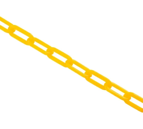 Yellow plastic chain on white background