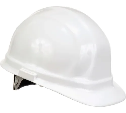 White construction hard hat on white background