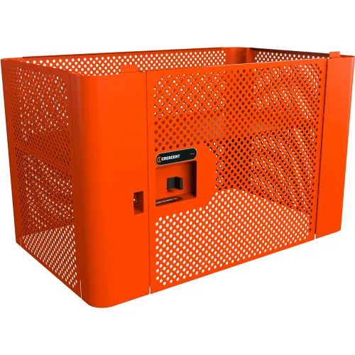 Crescent Railworks Mesh Panel Lockable Storage, 36-3/4"W x 22-1/2"D x 23-3/16"H, Orange