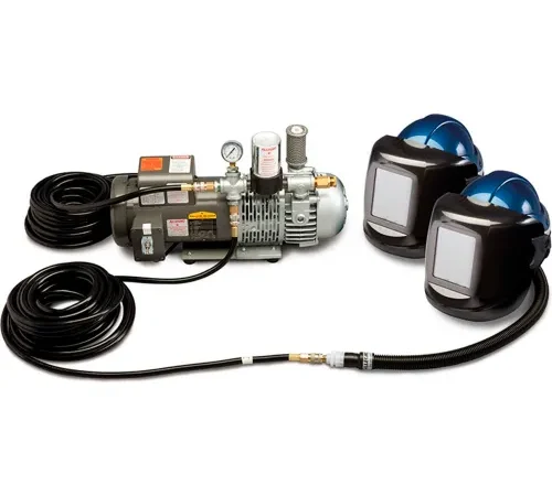 Allegro 9249-02 Supplied Air Shield & Black Welding Helmet, Deluxe, 2 Workers, 50' Hose & #10 Lens
