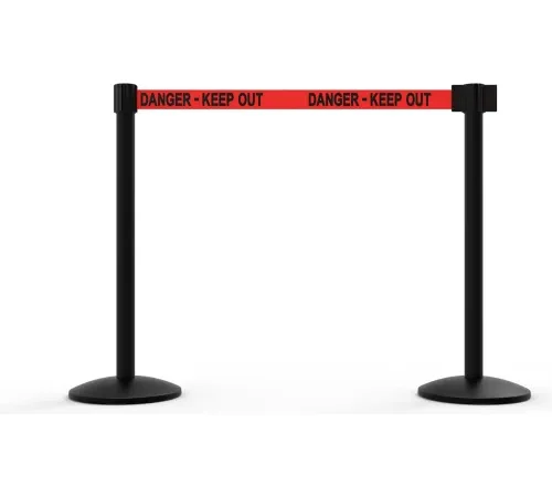 Red danger tape between two stanchions