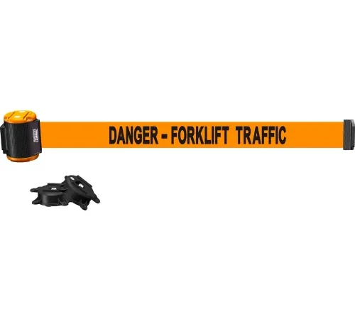 Orange danger forklift traffic retractable barrier