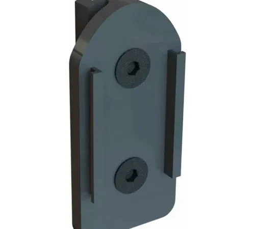 Black plastic mounting bracket with two screws