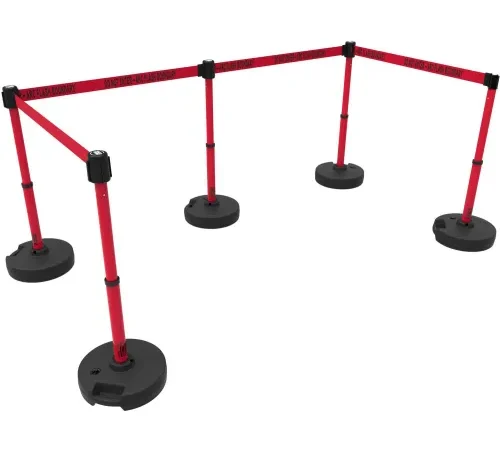 Red retractable belt queue barriers