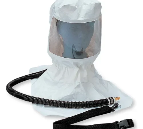 Allegro 9910 Tyvek™ Supplied Air Respirator Hood With OBAC Fitting, Belt, Clip & Suspension
