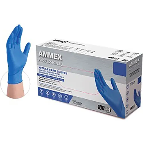 Ammex® Disposable Nitrile Exam Gloves, Powder Free, M, Blue, 100/BX - Pkg Qty 10