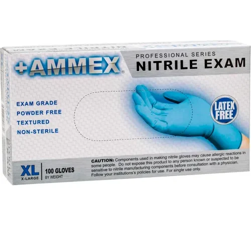 Ammex® APFN Medical/Exam Nitrile Gloves, Powder-Free, Blue, XL