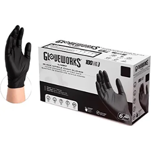 Gloveworks® Disposable Nitrile Exam Gloves, Powder Free, XL, Black, Pack of 100