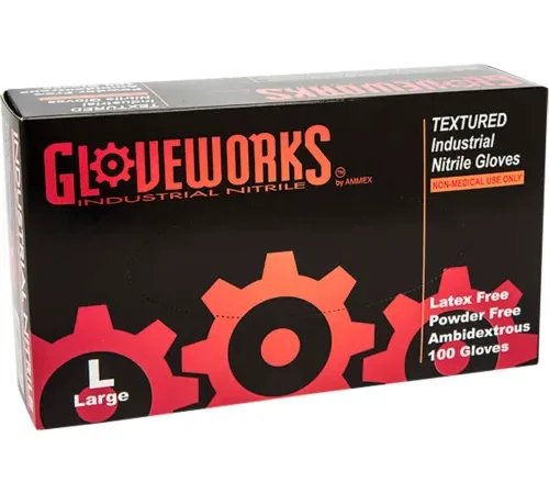 Ammex® Gloveworks Industrial Grade Disposable Nitrile Gloves, Powder-Free, Blue, XL, 100/Box