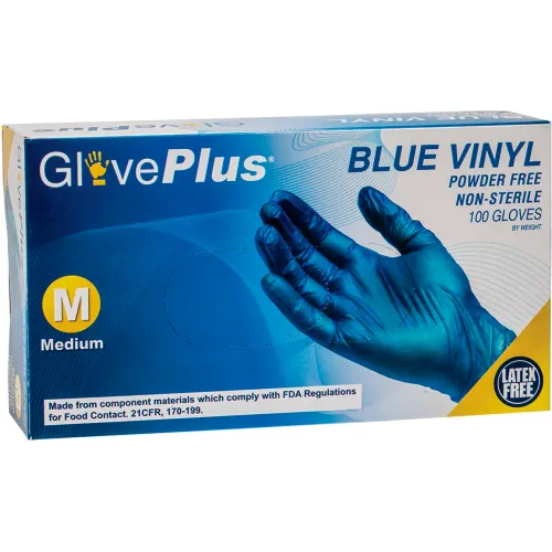 Ammex® GlovePlus Industrial Grade Vinyl Gloves, 4 Mil, Powder-Free, XL, Blue, 100/Box, - Pkg Qty 10