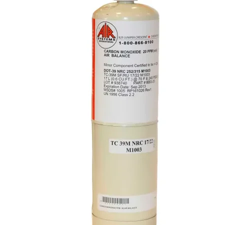 Air Systems International 20 PPM CO/Air Calibration Gas for CO Monitors, 17 L, BBG-20