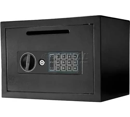 Barska Compact Keypad Depository Safe AX11934 - 13-3/4"W x 9-7/8"D x 9-7/8"H, Black