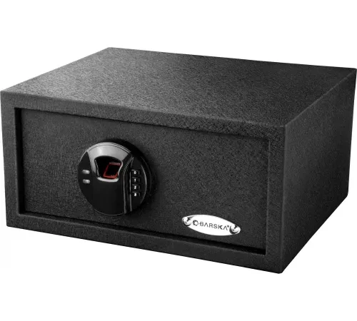 Barska? Biometric Keypad Safe Color Box, - 0.46 Cubic Feet, 14-1/2"W x 11-3/4"W x 7"H - Black