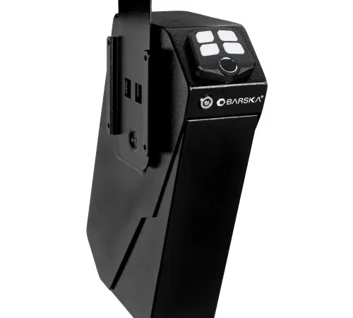Barska? Pistol Keypad Biometric Safe, 3"W x 7-1/2"D x 13-1/2"H - Black