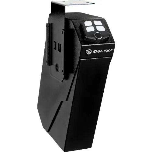 Barska Pistol Keypad Biometric Safe, 3"W x 7-1/2"D x 13-1/2"H - Black