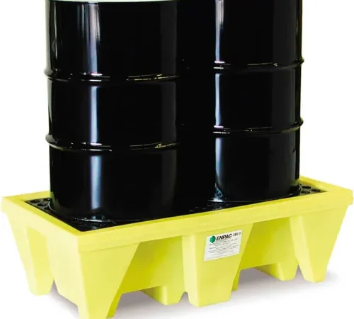 ENPAC® 5253-YE-D 2-Drum Poly-Spillpallet" with Drain - 58 Gallon Cap.