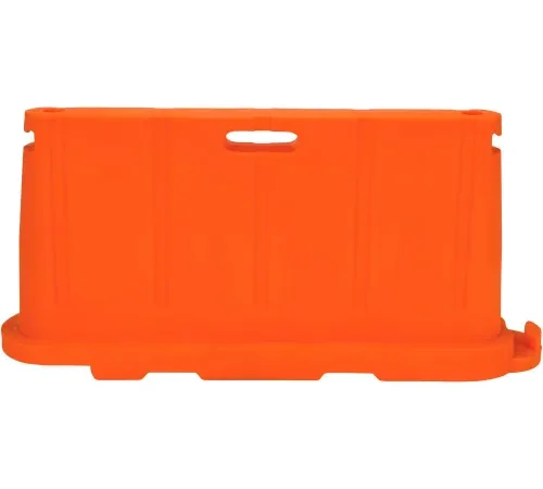 Orange plastic traffic barrier with handle