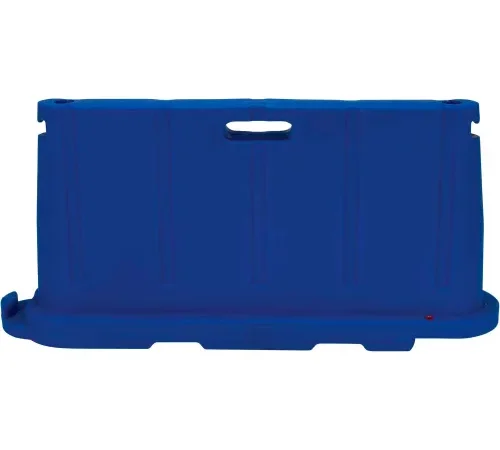 Blue plastic water-filled crowd control barrier
