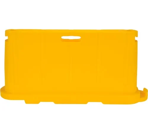 Yellow plastic storage bin with handle