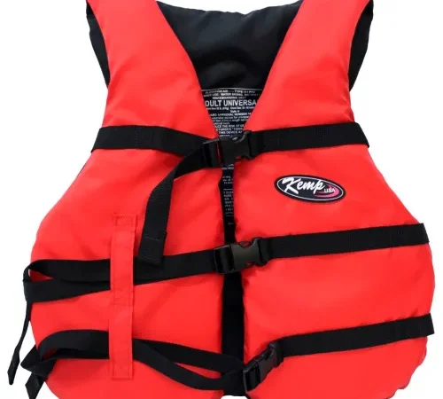 Kemp Adult Universal Life Vest, Red & Black, 20-002-ADULT-RED