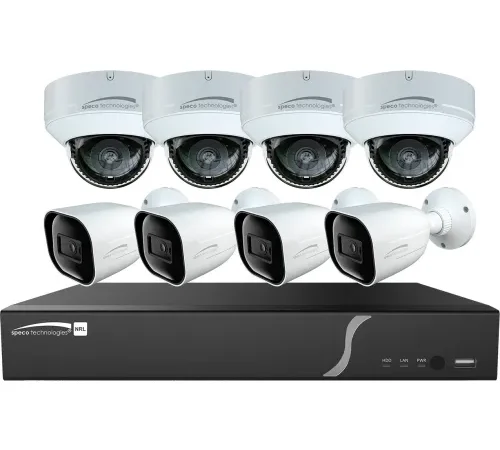 Speco ZIPL8BD2 8-Channel Plug & Play NVR and IP Kit, 4 Dome & 4 Bullet Cameras, 2TB