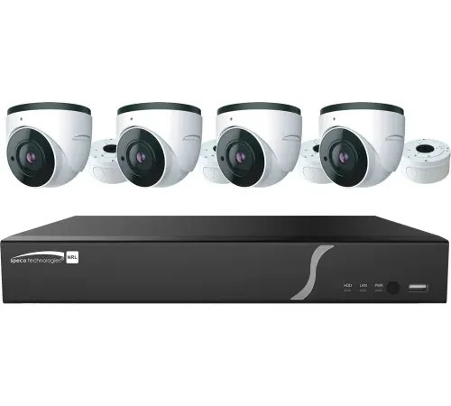 Speco ZIPL4D1 4-Channel Plug & Play NVR and IP Kit, 4 Dome Cameras, 1TB