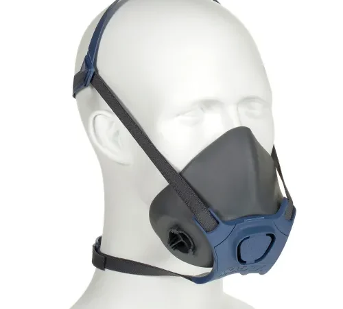 Reusable half-face respirator mask with straps