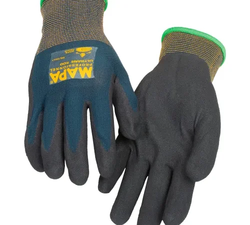 Pair of black rubber-coated work gloves