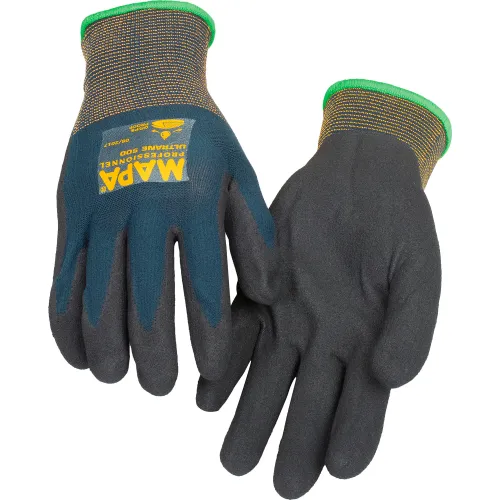 Pair of black rubber-coated work gloves