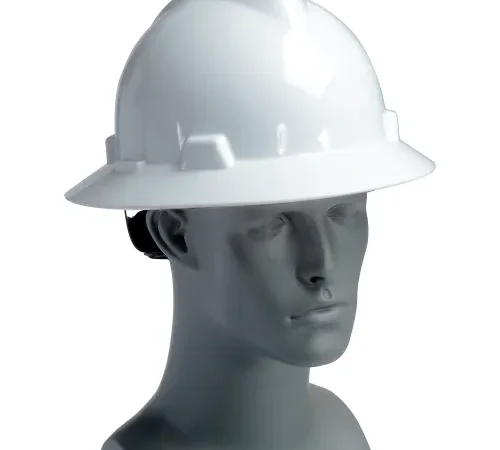 White construction hard hat on mannequin head