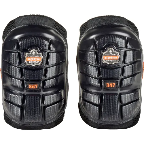 Ergodyne ProFlex 347 Lightweight Gel Knee Pads, Long Cap, Black, 18447