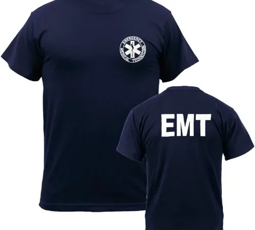 Kemp USA Navy Size Large EMT Shirt Printed Front And Back