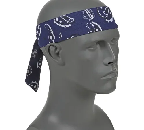 Ergodyne® Chill-Its® 6700 Evaporative Cooling Bandana - Tie, Navy Western, One Size