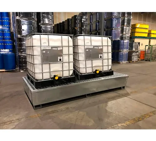 UltraTech Ultra-Steel Twin IBC Spill Pallet, Silver