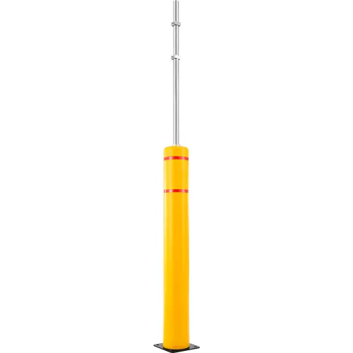 Global Industrial" Plastic Flex Bollard with 8' Sign Post, 52''H x 7''D, Yellow/Red Tape