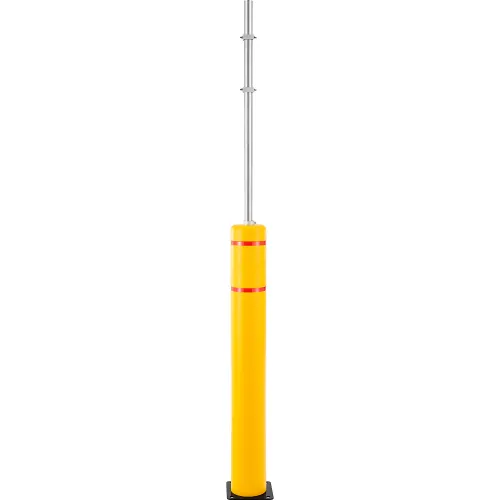 Global Industrial" Plastic Flex Bollard with 8' Sign Post, 52''H x 7''D, Yellow/Red Tape - Image 2